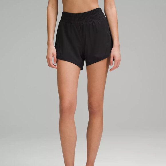 Lululemon Track That Mid-Rise Lined Short 5" - Heather Lux Multi Black - Picture 1 of 4